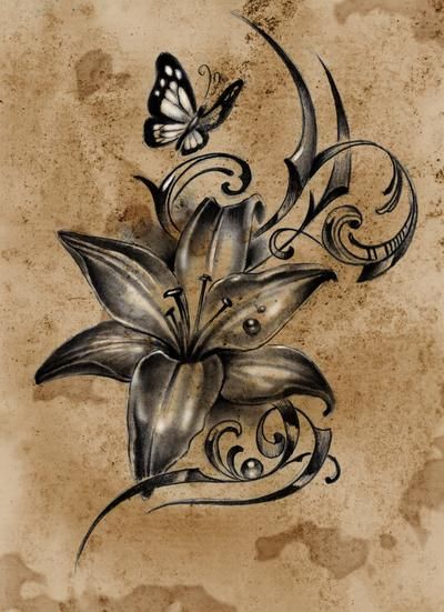 Lilly Flower Tattoo, Tattoo Lily, Lotusblume Tattoo, Lillies Tattoo, Lily Flower Tattoos, Lilly Flower, Illustration Tattoo, Tato Lengan, Cat Tattoos