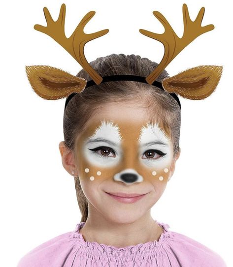 Deer Face Paint, Deer Costume Makeup, Reindeer Face Paint, Deer Antlers Headband, Deer Face, Make Up Kits, Deer Makeup, Christmas Face Painting, Halloween Make-up Looks