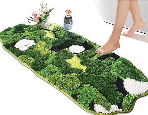 Amazon.com: Hifuwan Cute Green Moss Bathroom Runner Rug Long Rectangular Boho Aesthetic Leaf Leaves Bath Mat Shaggy Non Slip Absorbent Shower Mat Decor : Home & Kitchen Moss Bathroom, Aesthetic Leaf, Long Bath Mat, Bathroom Runner, Moss Rug, Bathroom Runner Rug, Family Decor, Boho Aesthetic, Green Carpet