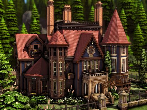 Sims 4 Witch House, Sims 4 Victorian House, Sims 4 Cottage, Lotes The Sims 4, The Sims 4 Lots, Sims 4 House Plans, Sims 4 House Building, Magic House, Sims 4 House Design