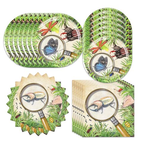 PRICES MAY VARY. You will receive 20 pcs banquet paper plates, 20 pcs napkins, each set for 20 guests. All our insect-themed plates and napkins are made of high-quality paper that is non-toxic, tasteless, heat-resistant and durable. The patterns and colors are beautifully printed and do not fade, providing you with a party full of bug birthday theme atmosphere. These insect plates and napkins are the perfect complement to insect-themed birthday party decorations. They can work well with your oth Bug Party Decorations, Insect Birthday Party, Bug Themed Party, Bug Birthday Party, Bug Party, Party Catering, Fourth Birthday, Kids Classroom, Kids Gift Guide