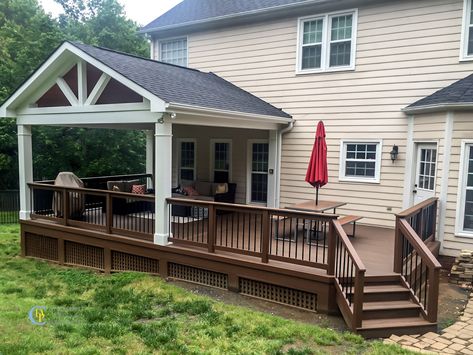 Covered Porch Photos - Charlotte Decks and Porches, LLC Veranda Design, Backyard Goals, Deck Remodel, Stair Ideas, Covered Patio Design, Screened Porch Designs, Bedroom Addition, Backyard Patio Deck, Dream Patio