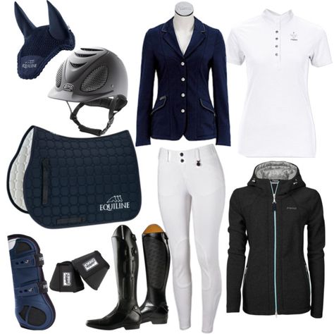 navy blue show jumping competition outfit by bilqna0403 on Polyvore featuring polyvore, fashion, style and clothing Equestrian Show Jumping Outfit, Show Jumping Outfit Riding Clothes, Equestrian Competition Outfit, Horse Competition Outfit, Outfit Equitation, Show Jumping Outfit, Cute Equestrian Outfits, Horse Girl Outfits, Horseback Riding Outfit