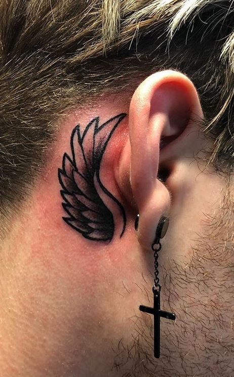 Tattoo Ideas Behind Ear, Back Ear Tattoo, Inner Ear Tattoo, Big Tattoos, Herren Hand Tattoos, Tattoo Male, Small Tattoos For Men, Best Neck Tattoos, Small Neck Tattoos