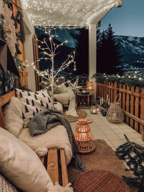 Balkon Winter, Balcony Deck Ideas, Winter Balkon, Balkon Design, Balcony Furniture, Small Balcony Decor, Apartment Balcony Decorating, Small Balcony Ideas, Home Decor Living Room