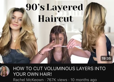 Diy Round Layers, How To Give Yourself Layers Long Hair, Adding Layers To Long Hair, Layer Hair Diy, Long Layered Hair Diy, How To Face Framing Layers, Diy Haircut Long Layers, Diy Round Layers Haircut, How To Fix Layered Hair