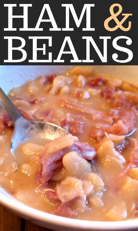 Beans Soup Recipes, Ham And Beans Soup, Lima Beans And Ham, Soup Recipes Crockpot, Ham Beans, Crockpot Ham And Beans, Ham Hocks And Beans, Beans And Ham, Ham Soup Recipes