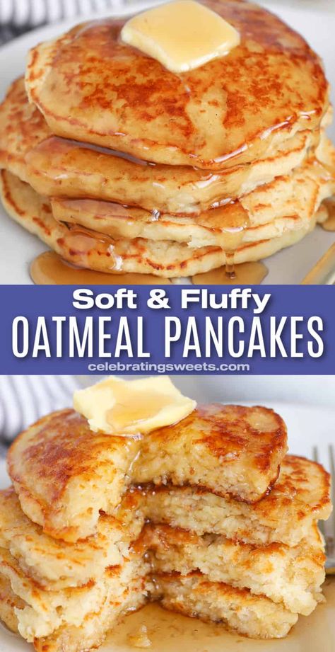 Fluffy Oatmeal Pancakes, Fluffy Oatmeal, Breakfast Recipies, Best Pancake Recipe, Breakfast Recipes Sweet, Oatmeal Pancakes, Breakfast Sweets, Breakfast Pancakes, Lost 100 Pounds