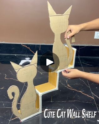 Cardboard Cat, Cardboard Recycling, Diy Cardboard, Cat Diy, Diy Shelves, Family Quotes, Wall Shelves, Cute Cat, Recycling