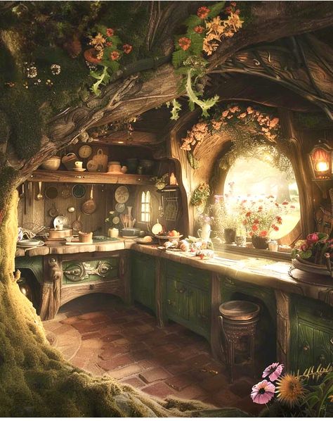 Fairy Home Interior, Magical Cottage Interior, Wizard House Interior, Fairy House Aesthetic, Fantasy Home Interior, Herbal Workshop, Fairytale Cottage Aesthetic, Fairy Home Aesthetic, Fairy House Interior