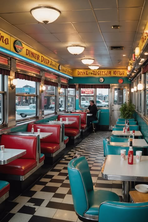 Diner Delights: A Culinary Tour of New Jersey's Iconic Diners 1950 Diner Decor, Nyc Diner Aesthetic, Cute Diner Aesthetic, American Diner Exterior, 70s Diner Aesthetic, 50’s Diner, 60s Diner Aesthetic, 1940s Diner, American Diner Menu