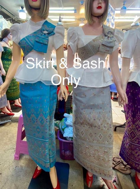 "Clearance Sale! Price for the skirt and body sash only. Khmer size XL (waist clips now at 34\") you can adjust them smaller or larger up to 36\" on your own.   Please measure your waist before order, if your waist is bigger than 36\", please DO NOT order this skirt. * The skirt length from waist down is 36\" long approximately. * Fabric: polyester brocade * Care: hand wash and air dry when needed. * Iron the skirt to get rid of wrinkle before wearing due to packed during shipping.  IMPORTANT NO Khmer New Year Outfit, Khmer Skirt, Cambodian Temple, Khmer New Year, Traditional Skirts, Queen Outfit, New Years Outfit, Beautiful Belts, Clearance Sale