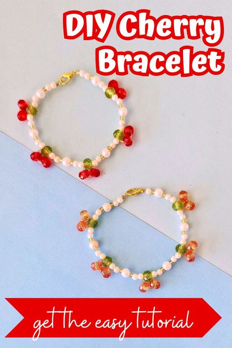 Create your own adorable beaded cherry bracelet with this easy DIY tutorial! Perfect for kids, teens, and adults, this fun craft requires just a few simple materials and a little patience. jewerly crafting for teens and kids. Cherry Bracelet, Beaded Cherry, Fun Craft, Childrens Crafts, Fun Crafts For Kids, Easy Tutorial, Diy Beads, Fun Crafts, Art For Kids