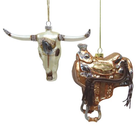 Assorted 5.75" Western Icon Glass Ornament by Ashland®, 1pc. | Michaels Western Christmas Tree Ideas, Cowboy Christmas Ornaments, Western Christmas Decor, Western Ornaments, Western Christmas Decorations, Western Christmas Tree, Cowgirl Christmas, Types Of Christmas Trees, Ornament Stand