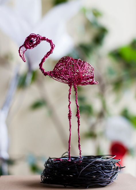 I Create Animal Sculptures Using Wire To Spread Awareness About Our Endangered Nature Wire Horse, Copper Wire Crafts, Flamingo Craft, Paper Mache Animals, Wire Art Sculpture, Flamingo Art, Horse Decor, Father Gift, Horse Figurine