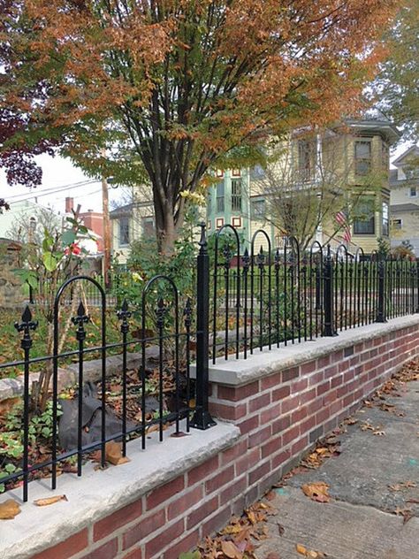 "We are making this old world style fencing that resembles antique fencing from the late 1800's. The cast iron finials that compliment the solid steel hoops to make this border fencing last for ever. Shipped in its natural rustic finish. Or, Hand-finished with Rust-Oleum Painter's Touch® finishes from our Middle Illinois Paint Shop. If you want it painted we can paint it for fee and use the colors shown in the extra pictures. 24\" Tall, 43.5\" - Installed Width, 7/16\" Diameter Solid Steel Rod, Rustic Flower Garden, Exterior Fencing, Rod Iron Fences, Metal Garden Edging, House Themes, Wrought Iron Fence, Black Fence, Church House, House Fence Design