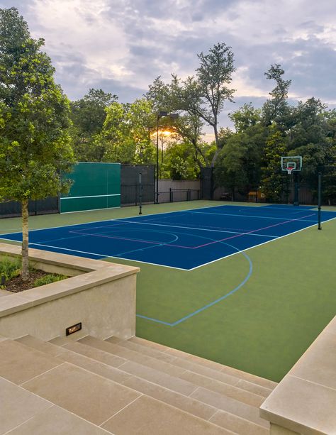 Seneca - Tatum Brown Custom Homes (Dallas, Texas) Divine Frequency, Tennis Court Backyard, Backyard Skatepark, Ranch Makeover, Home Basketball Court, Backyard Sports, Sports Court, London Dreams, Gym Room At Home