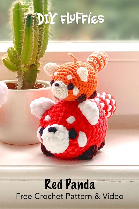 free red panda crochet pattern Red Panda Crochet, Panda Crochet Pattern, Easy Crochet Animals, Cozy Crochet Patterns, Quick Crochet Patterns, Crochet Panda, Crochet Keychain Pattern, Pola Amigurumi, Crochet Animals Free Patterns