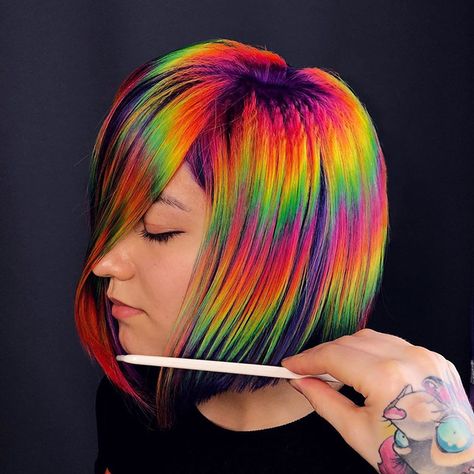 30 Bright, Rainbow-Colored Hairstyles By Russian Artist Snezhana Vinnichenko | Bored Panda Prism Hair Color, Prism Hair, 30 Hair Color, Two Color Hair, Rainbow Braids, Peinados Hair Styles, Rainbow Hair Color, Colorful Hair, Hair Dye Colors