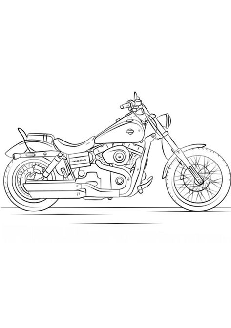 Motorcycle Coloring Pages, Motorcycle Art Painting, Moto Harley Davidson, Harley Tattoos, Harley Davidson Tattoos, Motorbike Art, Motos Harley, Motorcycle Drawing, Coloring Page Free Printable