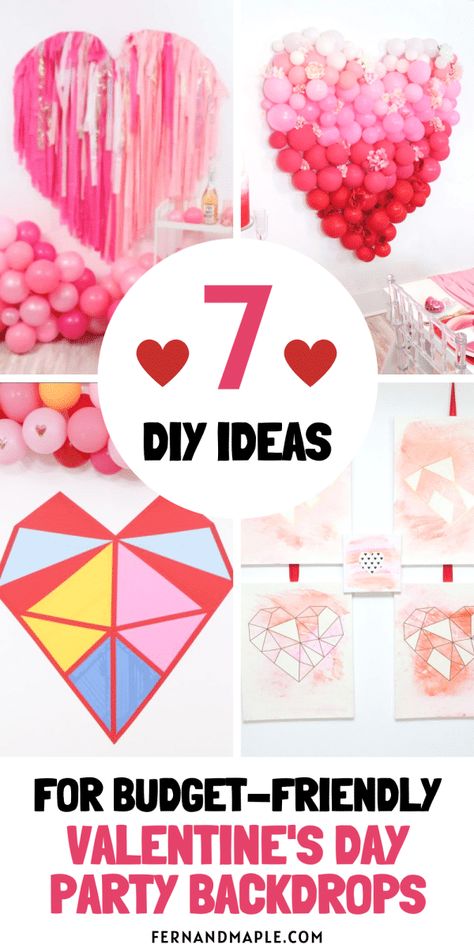 Want a high-impact Valentine's Day Party Backdrop without breaking the bank? These 7 easy and affordable DIY backdrops are perfect! Get details and tons more Valentine's Party Ideas now at www.fernandmaple.com. Valentines High School, Party Backdrop Ideas, Diy Backdrops, Valentines Party Food, Valentine Backdrop, Hosting Tips, Photobooth Props, Valentine's Party, Party Backdrops