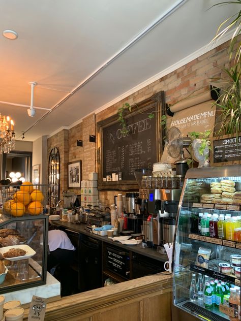 Cute Cafe Aesthetic Exterior, Coffee Small Shop, Small Town Cafe Interior, Cafe Nyc Aesthetic, Toronto Cafe Aesthetic, Coffee Shop Toronto, Downtown Cafe Aesthetic, Small Town Cafe Aesthetic, Owning A Coffee Shop Aesthetic