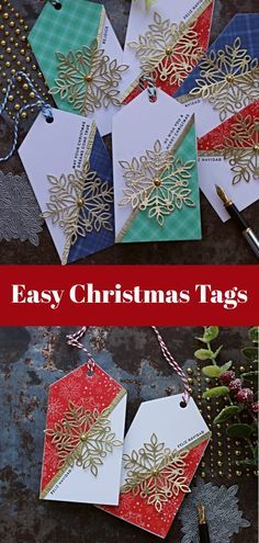 Diy Xmas Tags, Diy Xmas Gift Tags, Diy Gift Tags Christmas Simple, Gift Tag Ideas Christmas, Diy Christmas Gift Tags Scrapbook Paper, Christmas Tag Ideas Diy, Xmas Tags Handmade, Handmade Gift Tags Paper Crafts, Handmade Gift Tags Christmas