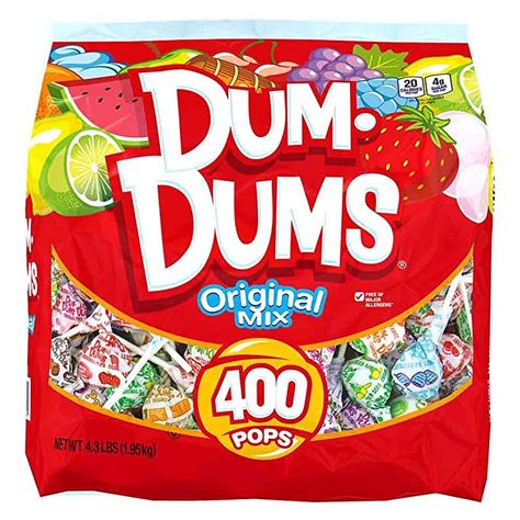 Dum Dums Lollipops, Hard Candy Lollipops, Individually Wrapped Candy, Dum Dums, Raspberry Fruit, Classic Candy, Candy Companies, Lollipop Candy, Strawberry Milkshake