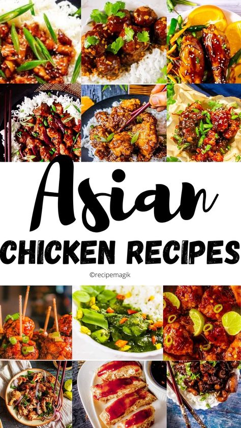 Asian Recipes are always a favourite. Forget takeout and try these easy and healthy Asian Chicken Recipes for dinner. These get ready in under 30 minutes and Asian Chicken Dinner, Healthy Asian Chicken Recipes, Chinese Dishes Recipes, Chicken Dinner Ideas, Chicken Recipes For Dinner, Homemade Chinese Food, Chinese Chicken Recipes, Asian Dinner Recipes, Asian Chicken Recipes