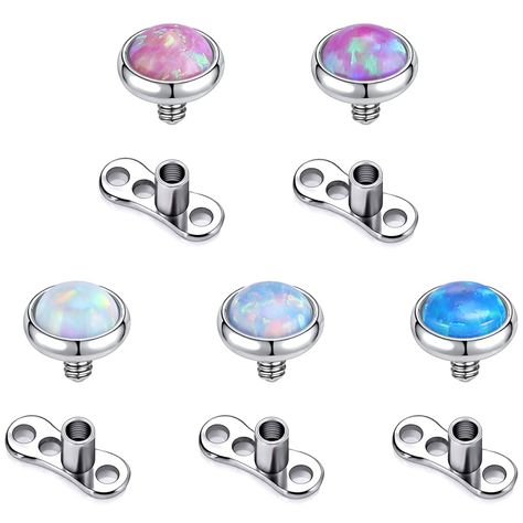 PRICES MAY VARY. ✿[Hypoallergenic Material]: All the dermal tops and dermal anchor base are made of 316L SURGICAL STEEL, safety to wear, lead-free and nickel-free. ✿[Styles]: Colorful opal or gold dermal piercing jewelry. Various styles to match freely. ✿[Quantity]: 10pcs dermal piercing kit a set (5pcs dermal top and 5pcs dermal anchor). ✿[Size]: Dermal piercing anchor: outer 14g(1.6mm), inner 16g(1.2mm), bar length: 2.5mm. Opal/gold dermal piercing jewelry tops 3mm or 4mm. ✿[Warranty]: You wil Dermal Jewelry, Dermal Piercing Jewelry, Skin Piercing, Dermal Anchor, Piercing Kit, Dermal Piercing, Body Jewelry Piercing, Studded Necklace, Coin Ring