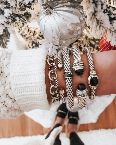 David Yurman bracelet stack How To Stack David Yurman Bracelets, David Yurman Stacked Bracelets, Yurman Bracelet Stack, David Yurman Bracelet Stack, Bracelet Stack Ideas, Jewelry Stack, Yurman Bracelet, David Yurman Bracelet, Arm Jewelry