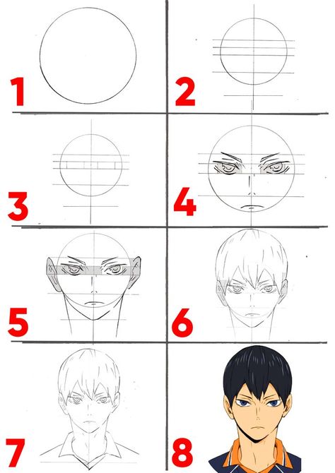 Learn How to Draw Kageyama Tobio With Easy Step by Step Tutorial - Haikyuu Learn To Draw Anime, Animation Drawing Sketches, Anime Drawings For Beginners, Basic Sketching, Makeup Courses, Anime Drawing Sketches, Drawing Cartoon Faces, Drawing Tutorials For Beginners, Anime Tutorial