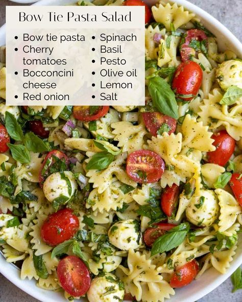 Get the recipe:... - Stephanie Kay Nutrition Summer Pasta Salad Recipes Cold, Budget Salad, Bowtie Pasta Salad, Bow Tie Pasta, Cold Pasta Salad Recipes, Cold Pasta Salad, Pasta Salad Italian, Summer Pasta Salad, Healthy Food Dishes