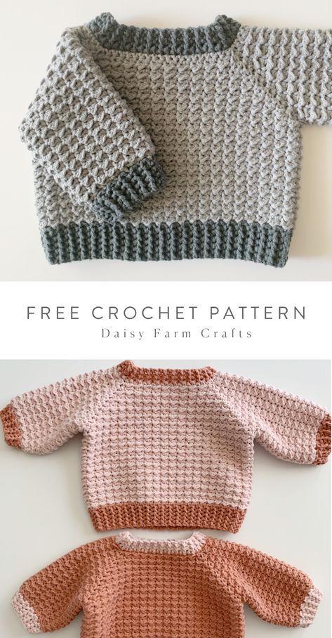 Crochet Baby Projects, Crochet Baby Sweater Pattern, Crochet Baby Sweaters, Crochet Baby Sweater, Baby Sweater Patterns, Pull Crochet, Farm Crafts, Haken Baby, Crochet For Boys