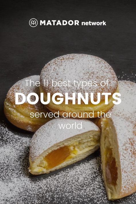 It’d be a Herculean task to name every type of doughnut around the world, but these are some of the best that can be found. Unique Donuts Ideas, Types Of Donuts, Jelly Doughnuts, Donut Flavors, Mister Donuts, Doughnut Shop, Fruit Filling, Fried Dough, Donut Recipes