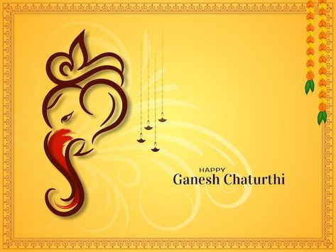 Ganpati Invitation Card, Vinayaka Chaturthi, Traditional Background, Ganesha Chaturthi, Black Background Design, Halftone Design, Ganesh Chaturthi Images, Watercolour Texture Background, Download Hair