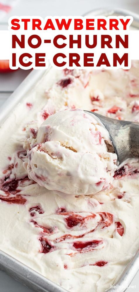 No fancy appliance needed here! This no churn ice cream loaded with strawberry jam and pieces of fresh fruit strawberries is rich, creamy, and so easy, anyone can make it! Great for an after dinner dessert or a weekend brunch, during the summer or anytime! Strawberry Ice Cream No Churn, No Churn Strawberry Ice Cream, Homemade Strawberry Ice Cream, Strawberry Ice Cream Recipe, Ice Cream Stand, Peach Ice Cream, Ice Cream Base, Easy Budget, Chocolate Chip Ice Cream