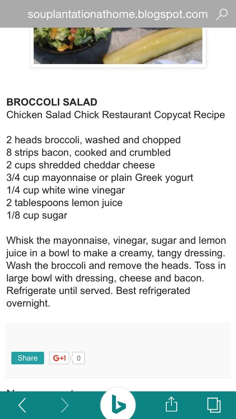 Copycat broccoli salad from Chicken Salad Chick Chicken Salad Chick Copycat Recipes Broccoli Salad, Chicken Salad Chick Broccoli Recipe, Copycat Chicken Salad Chick Broccoli Salad, Broccoli Salad Chicken Salad Chick, Chicken Salad Chick Copycat Recipes, Chicken Salad Chick Broccoli Salad, Copycat Salad, Chicken Salad Chick Recipe, Chicken Salad Chick