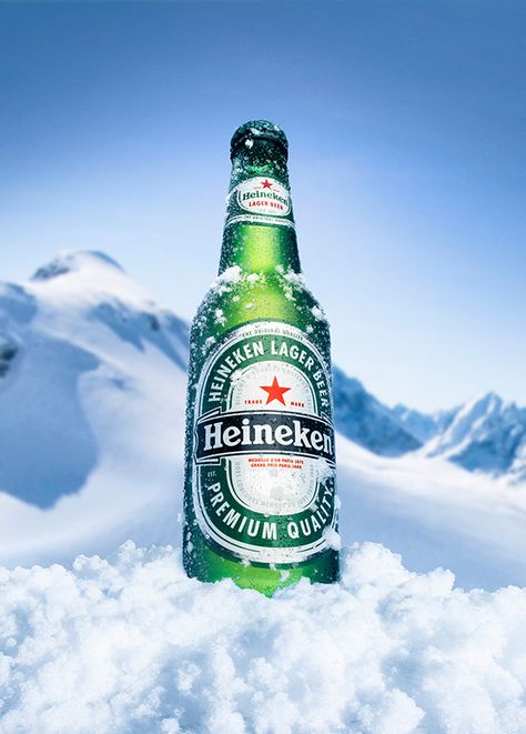 Heineken on Behance Heineken Bottle, Vodka Labels, Ice Photography, Heineken Beer, Beer Photography, Beer Ad, Studio Shots, Snow Photography, Beer Poster