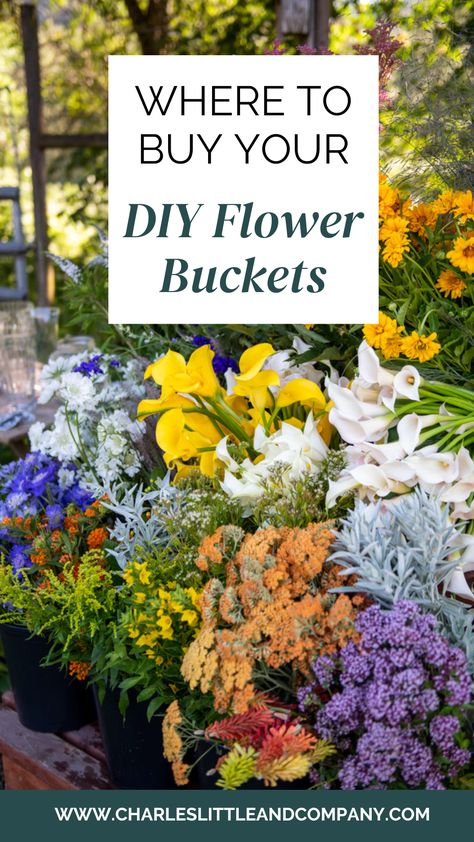 French Flower Bucket, Diy Bucket, Diy Couple, Party Bucket, Bucket Ideas, Sustainable Flowers, French Flowers, Flower Bar, Flower Bucket