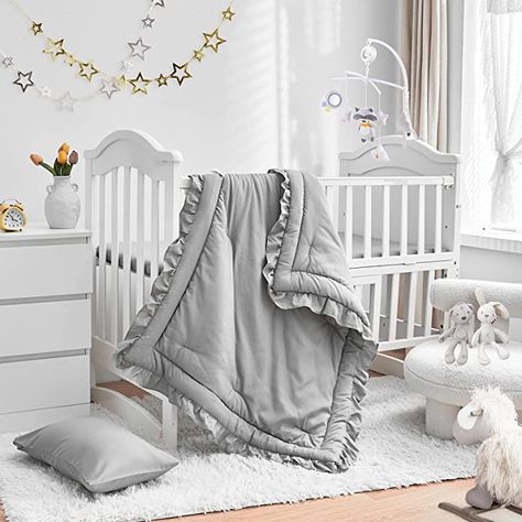 White Ruffle Bedding, Ruffle Quilt, Quilted Comforter, Crib Comforter, Blanket Design, Toddler Bed Set, Chic Bedding, Toddler Mattress, Shabby Chic Bedding