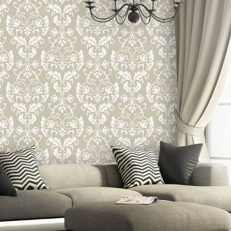 J BOUTIQUE STENCILS Wall Stencil Large Damask Leonard stencils better than wallpaper for DIY decor >>> Click image for more details. (Note:Amazon affiliate link) Damask Wall Stencils, Large Wall Stencil, Damask Stencil, Stencil Fabric, Wallpaper Stencil, Stencil Furniture, Wall Stencil, Wall Stencils, Vinyl Wall Stickers