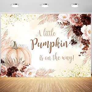 7x5ft Pumpkin Baby Shower Backdrop Fall Boho Baby Shower Party Photography Background Little Pumpkin is on The Way Banner Autumn Decorations Supplies Photo Booth Props Mermaid Baby Shower Theme, Pumpkin Theme Baby Shower, Lil Pumpkin Baby Shower, November Baby Shower, Thanksgiving Baby Shower, Fall Baby Shower Themes, Fiesta Shower, Baby Party Decorations, Baby Shower Background