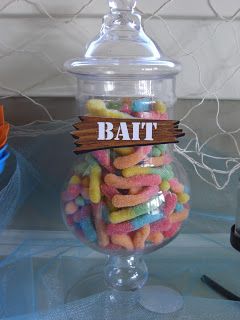 Party Decor for Under the Sea Party - Fish Bait. Done! by Denise Lila Party, Nemo Birthday Party, Dory Birthday, Nemo Party, Sea Party Ideas, Nemo Birthday, Ocean Birthday Party, Fish Bait, Ariel Birthday