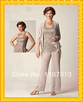 2014 Chiffon Lace Nude Mother Of The Bride Pant Suits With Jacket Long Sleeve Sequins Gorgeous For Weddings Party Dress Gown New Mother Of The Bride Suits, Bride Suit, Chiffon Jacket, Mother Of The Bride Gown, Mother Of The Bride Outfit, Pant Suits, Mother Of Bride, Long Sleeve Sequin, Bride Gowns