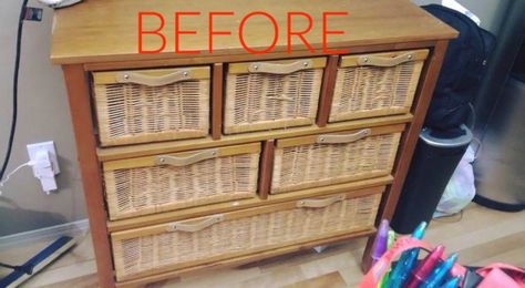 Make Wicker Trendy Again With These Brilliant Ideas Wicker Bedroom Furniture, Indoor Wicker Furniture, Wicker Furniture Makeover, Painting Wicker Furniture, Furniture Repurposing, Shelf Makeover, Storage Hutch, Cane Baskets, Old Wicker