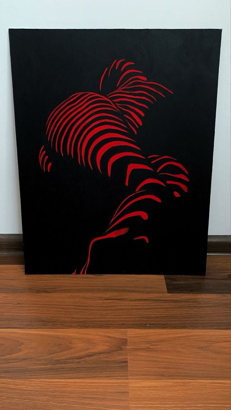 Red Art Aesthetic Painting, Paintings Black Background, Drawing With Black Background, Long Canvas Painting Ideas Vertical, Bohemian Painting Ideas, What To Paint On A Black Canvas, Two Canvas Painting Ideas, Wall Decor Painting Ideas, Quick Painting Ideas