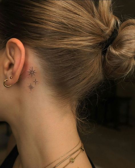 13 Clever Spots For A Hidden Tattoo Ear Lobe Tattoo, Ear Tattoos For Women, Star Tattoos Behind Ear, Behind Ear Tattoo Small, Back Ear Tattoo, Hidden Tattoo, Behind The Ear Tattoos, Beach Chic Fashion, Behind The Ear Tattoo Ideas