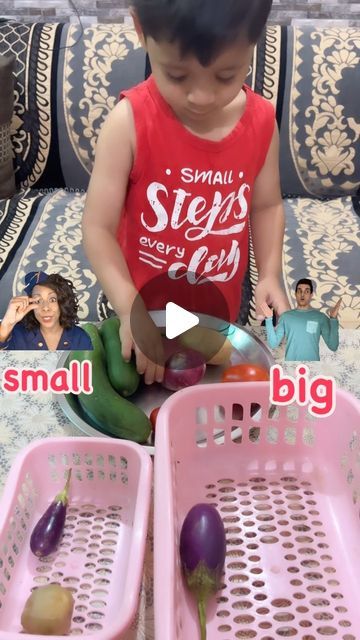 𝘔𝘪𝘳𝘢𝘯𝘴𝘩 𝘷𝘦𝘳𝘮𝘢 on Instagram: "big small activity | learning big small concept by doing| learning by doing | homeschooling | eye coordination |  #toddlers #toddlers-activity #learningbydoing #toddlersactivity #learnenglish #english #homeschooling #homeschoolingisfun #homeschoolingmom #vegtables" Big And Small Activity Preschool, Activity For Pre Nursery Kids, Pre Nursery Activities Ideas, Montesorri Activities Preschool Kids, Nursery Kids Activities, Big Small Activities, Big Small Concept For Kids, Big And Small Activities For Toddlers, Kindergarden Activities English