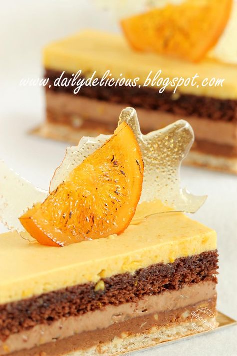 Entremet Recipe, Patisserie Fine, Valencia Orange, Orange Chocolate, Baking Book, Yellow Garden, Gourmet Desserts, French Desserts, Fancy Desserts